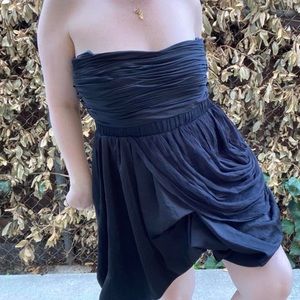 Vintage Y2K Bebe black draped and layered mini tube top dress